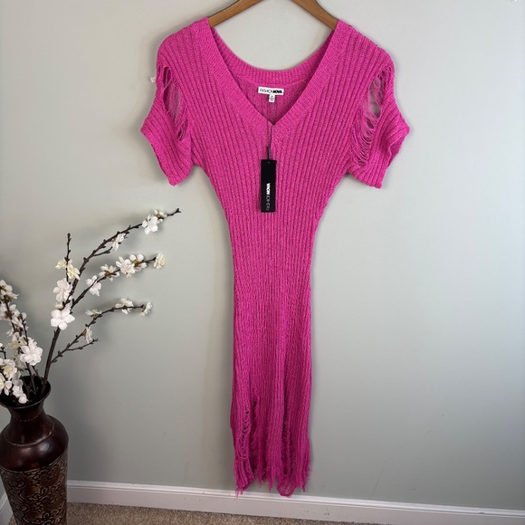 Fashion Nova Distressed Sweater Mini Dress - Picture 3 of 6